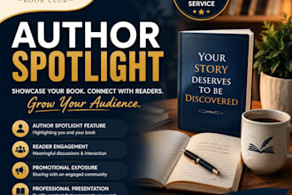 create a professional author spotlight and book promotion feature