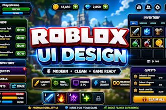 design icons, roblox ui and custom animated game interfaces