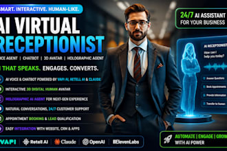 create interactive 3d digital human ai avatar, voice chatbot, holographic agent