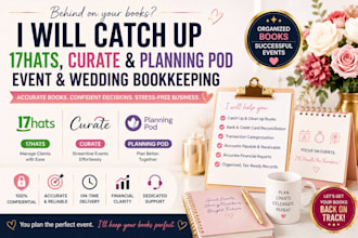 catch up 17hats, curate, and planning pod event and wedding bookkeeping