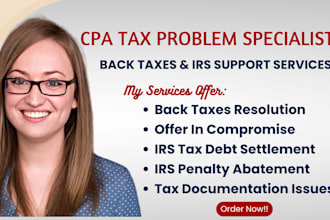 help resolve back taxes, irs tax issues, and tax compliance as CPA