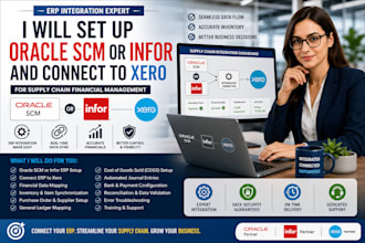 set up oracle scm or infor, connect to xero for supply chain financial managemen