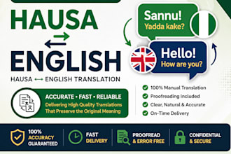 translate english to hausa and hausa to english manually