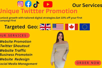promote website, shoutout to 100m active USA UK, twitter, ig, fb audience