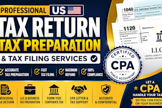 us tax return, tax filing, tax preparation, llc, cpa letter, tax prepare, 1120