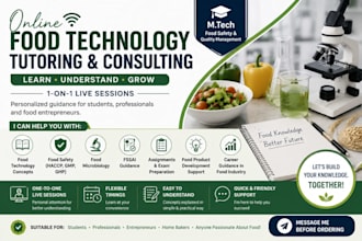 online tutoring, food technologist, consulting, tutoring