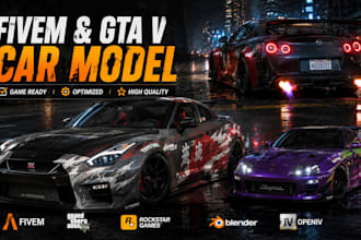 create game ready fivem gta v car model or vehicle mod exterior design car wrap