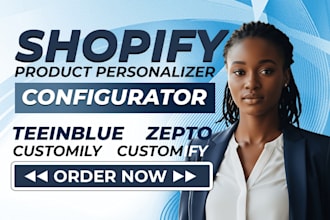 teeinblue, customily, zepto printful product personalizer shopify store design