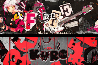 design vtuber or anime youtube banner, twitter banner, twitch banner gaming