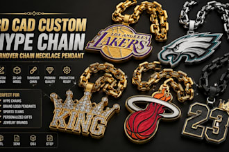 design 3d cad custom hype chain turnover chain necklace jewelry product design