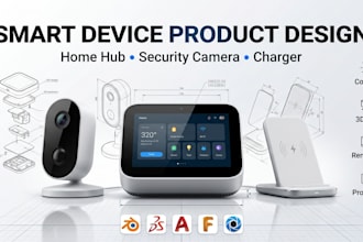 design 3d cad home hub, security camera, charger in blender product design tools
