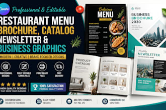 design canva restaurant menu brochure catalog newsletter business graphics
