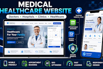 design medical healthcare website for doctor hospital and clinic with booking