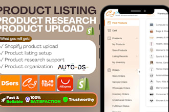 shopify product listing and upload shopify product research for ecommerce store