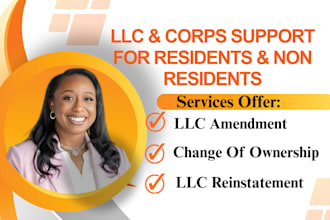 do llc or corp reinstatement, change of name or ownership, change of address