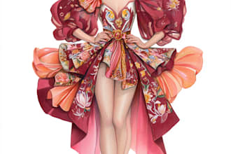 draw a fashion illustration or sketch of a figure in clothes