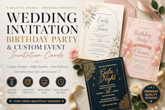 design wedding invitation birthday party and custom event invitation cards