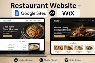 google sites or wix restaurant website design with online ordering food delivery