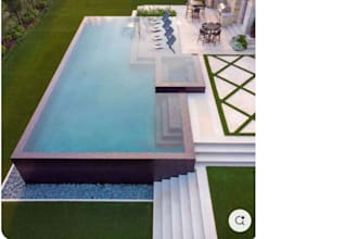 create a 3d swimming pool design with lighting and spillover details