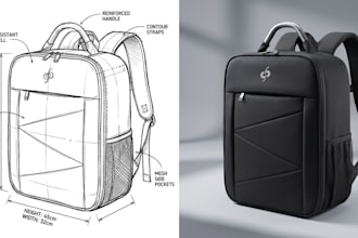 make custom tech laptop bags travel backpack product designs with cad and render