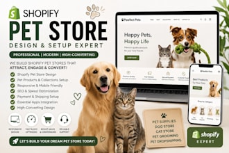 design pet shopify store cat animal dog pet food supply website pet dropshipping