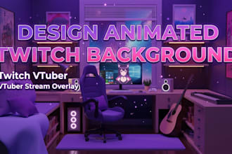 design animated twitch background, twitch vtuber, vtuber stream overlay