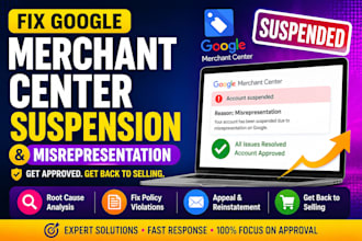 fix google merchant center suspension misrepresentation, my business profile gbp