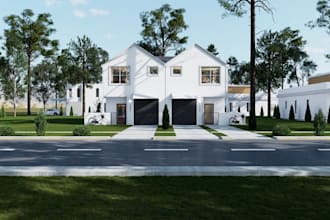 redress modern duplex housing,new construction design,curb appeal,property stamp