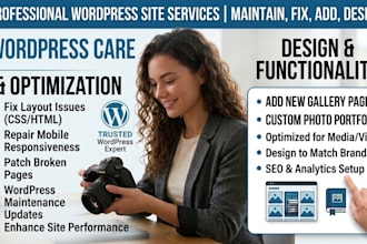 maintain wordpress website, fix layout issues, add new wordpress gallery page