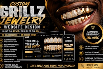 design custom grillz jewelry website with online ordering and booking