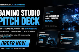create a pitch deck for esports startup fantasy tournament  gaming  app studio