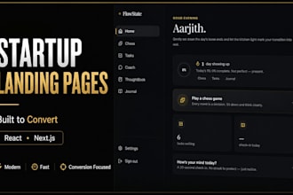 build a modern react , next js landing page for your startup
