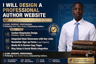 design a professional author author website for book launch and branding