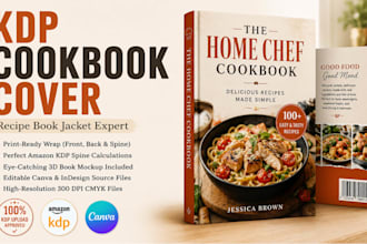 kdp cookbook cover design recipe book front back jacket for amazon self publish