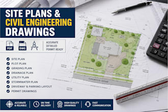 draw permit site plan, plot plan, parking layouts and civil engineering drawings