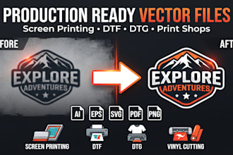 create production ready vector files for screen printing dtf and dtg