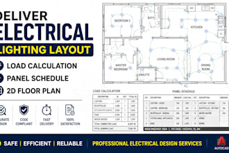 deliver electrical lighting layout load calculation panel schedule 2d floor plan