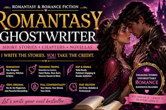 ghostwrite a romantasy short story or chapter for your KDP novel