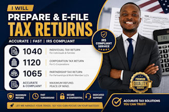 prepare and e file irs tax returns 1040 1120 1065 accurately