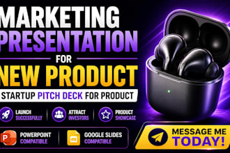 design marketing presentation for new product, startup pitch deck for products