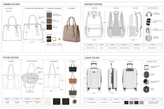 design fashion handbag, crossbody bag, luggage bag, totebag or backpack techpack