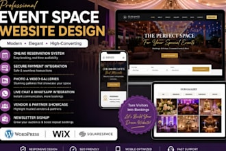 design an event space website, venue rental, wedding venue website, banquet hall