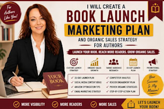 create a book launch marketing plan and organic sales strategy for authors