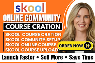 do skool course creation, community setup course upload membership funnel
