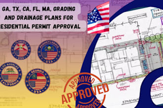 ga, tx, ca, fl, ma, grading, drainage plans for residential city permit approval