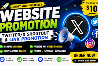 do twitter shoutout, promote website and share your link to active audience