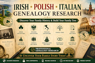research irish, polish italian ancestors family tree and genealogy records