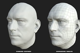retopology your 3d model unwrap facial character rigging game assets textures