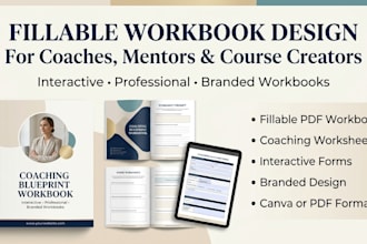 create a professional fill able coaching workbook with interactive PDF