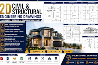 draft 2d civil and structural engineering drawing for illinois, arizona and utah